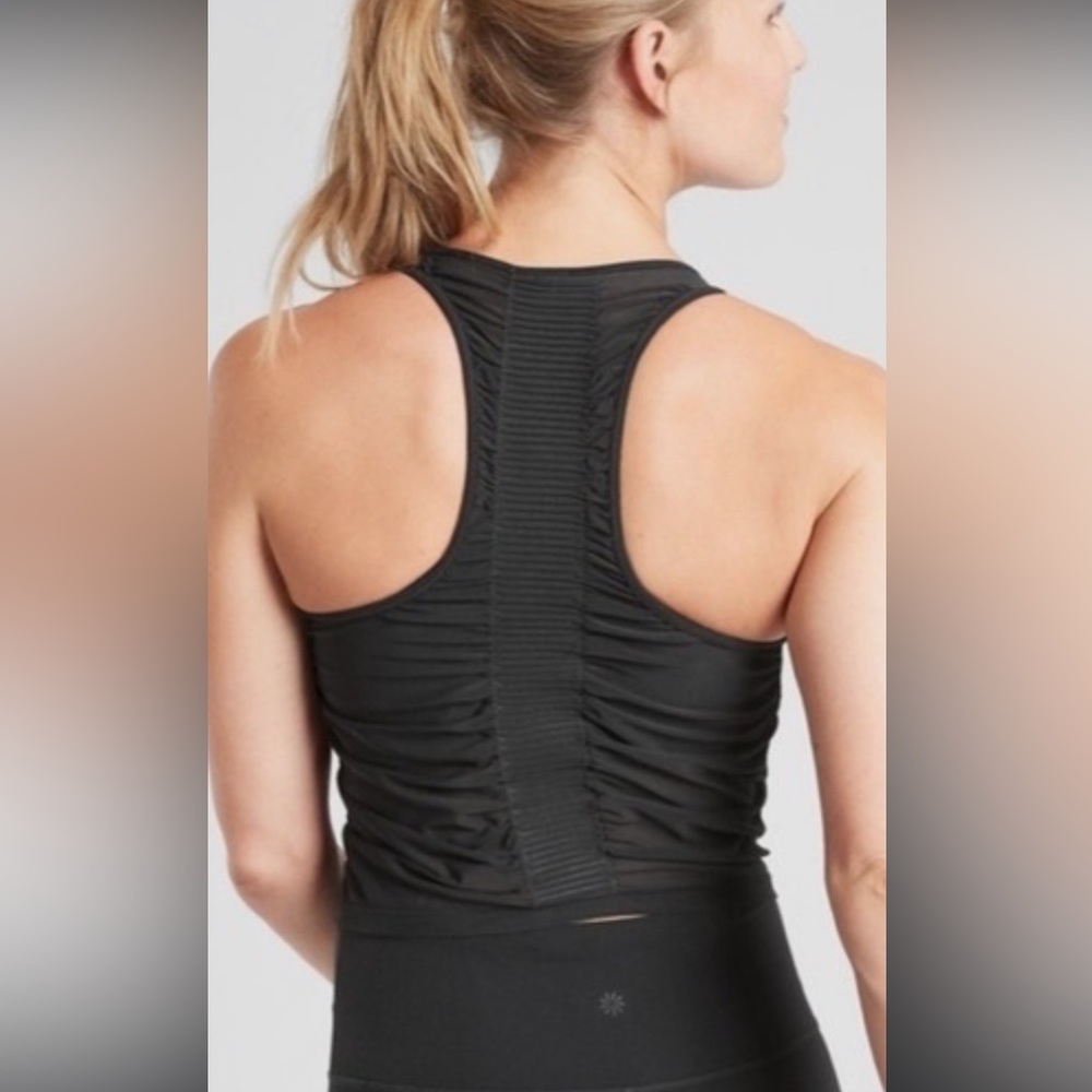 ATHLETA Breezy Ruched Black Tank